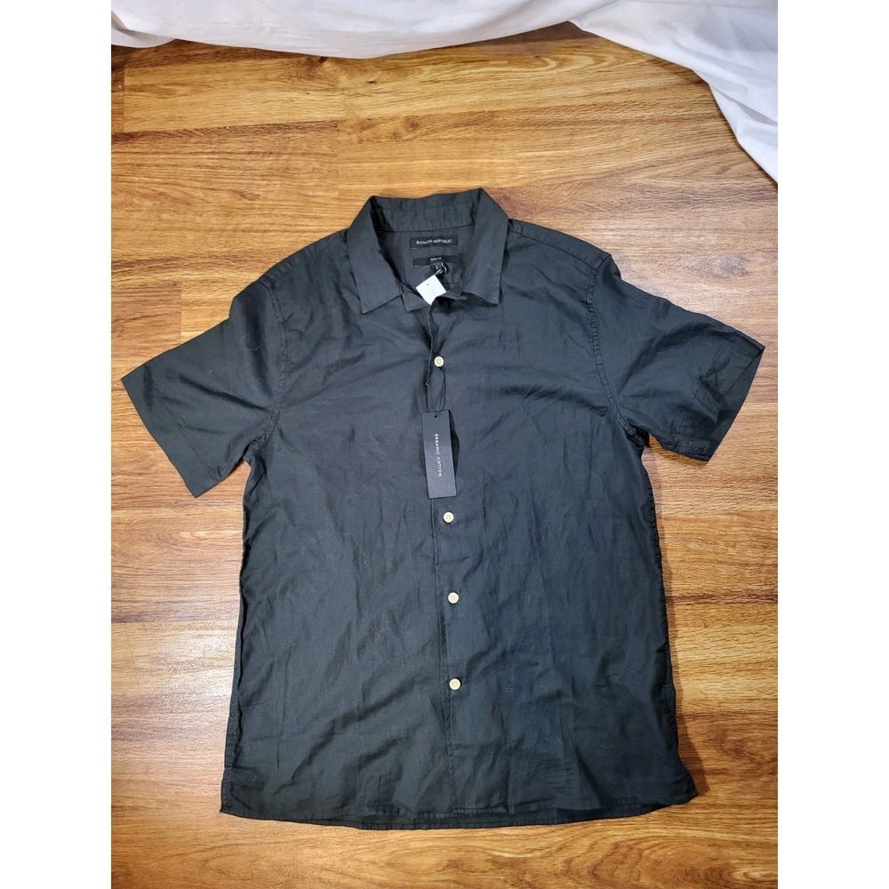 BANANA REPUBLIC MEN SLIM dark green ORGANIC COTTON FABRIC size small